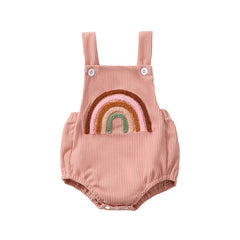 Infant Baby Girl Rainbow/Strawberry Embroidery Overalls