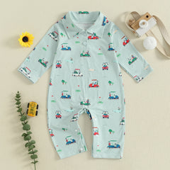 Baby Boys Golf Elements Print Rompers