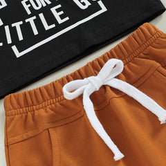 Baby Boy Toddler Letter Tee & Drawstring Shorts Summer Set