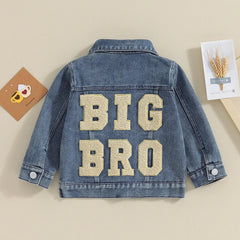 Baby Boys Letter Embroidery Denim Jacket