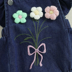 Baby Girl Ruffle Denim Onesie & Headband