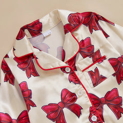 0-24M Baby Girl Bow Print Furry Romper Pajamas