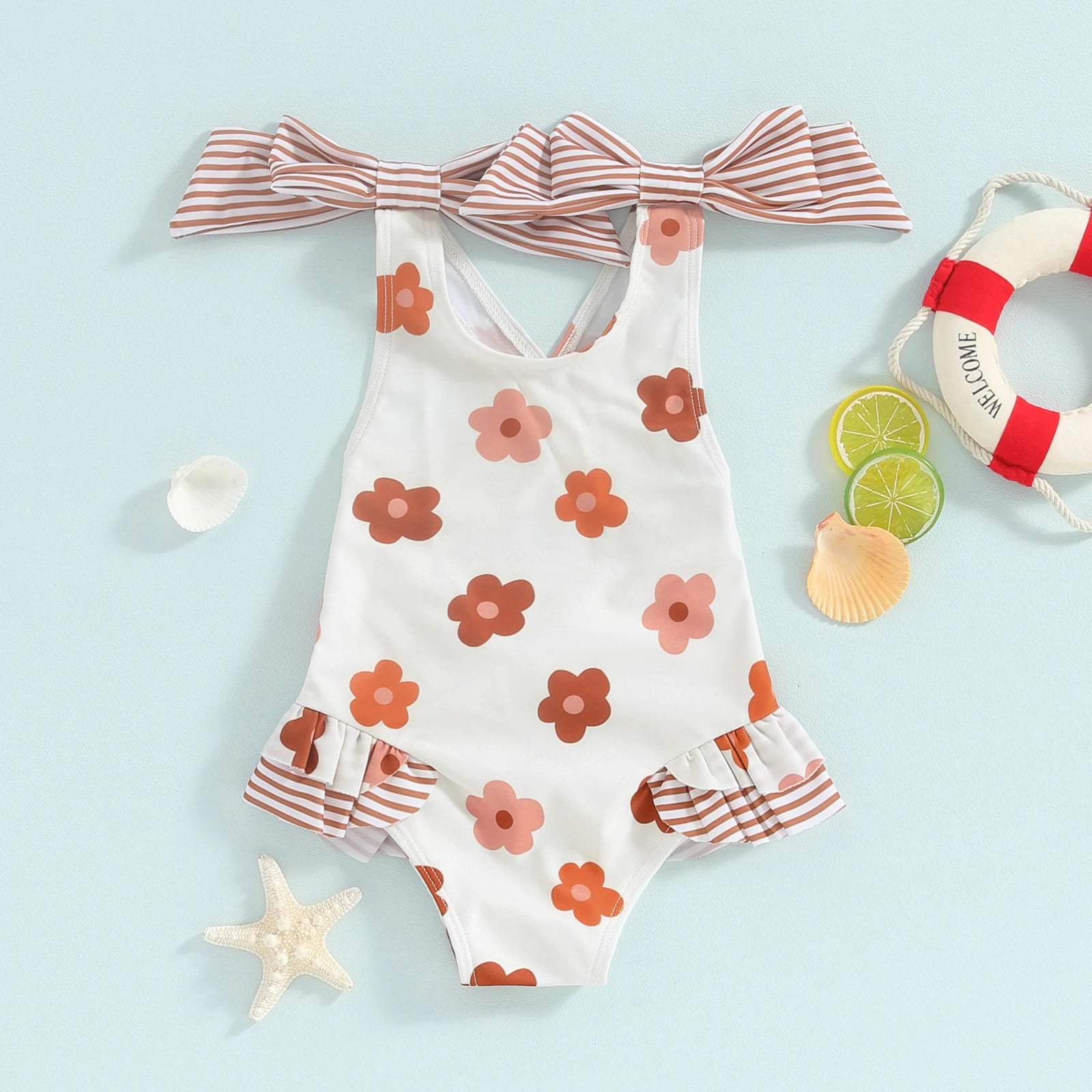 Floral Baby Girl Swimsuit with Ruffles | Summer Ready