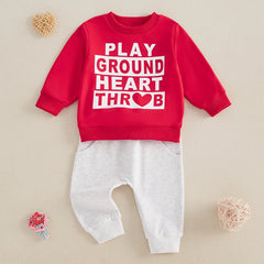 Toddler Boy Valentine’s 2-piece Set Letter-Print Sweatshirt and Jogger Pants