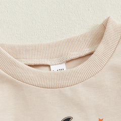 Toddler Baby Boy Letter Print Sweatshirt & Bat Pants Halloween Outfit