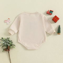 Unisex Baby Long Sleeve Gingerbread Man Embroidery Christmas Romper