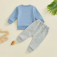 Baby Boy Letter Print Sweatshirt & Comfy Elastic Pants Fall Outfit