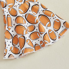 Baby Girl Romper, Flare Pants & Headband Set Football Outfit