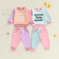 Baby Girls "Mama's Little Bestie" Long Sleeve Top & Drawstring Pants Set