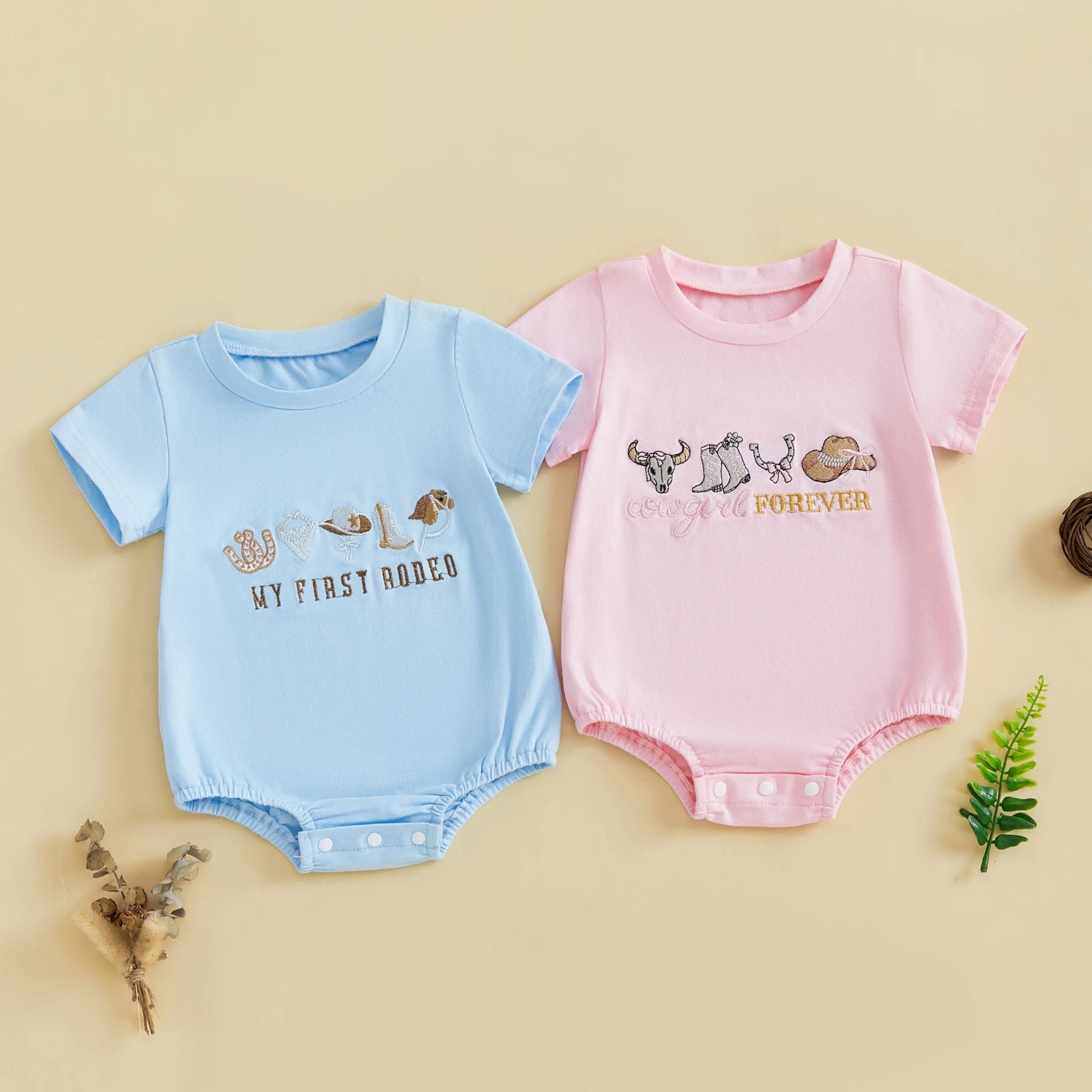 Baby Western Romper | Cowgirl Hat & Boot Design