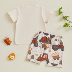 Toddler Boy Farm Print Loose-Fit Tee & Shorts Summer Set