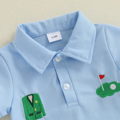 Baby Boys Golf Embroidery Short Sleeve Romper