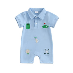 Baby Boys Golf Embroidery Short Sleeve Romper