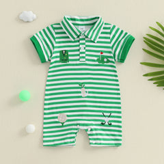Baby Boys Golf Embroidery Short Sleeve Romper