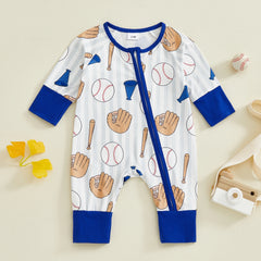 0-1Y Baby Boy Baseball Fall Romper