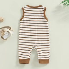 Unisex Infant Sleeveless Stripe Romper