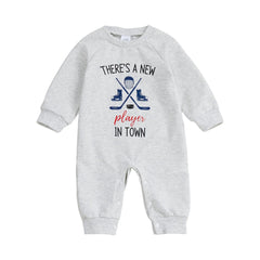 3-18M Unisex Baby Hockey Sweatshirt Romper