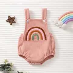 Infant Baby Girl Rainbow/Strawberry Embroidery Overalls