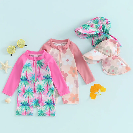 Baby Girl Long Sleeve Zip-Up Swimsuit
