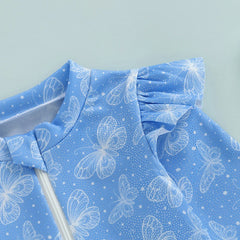 Baby Girl Long Sleeve Rash Guard Swimsuit – UV Protection with Ruffle Detail & Animal Print