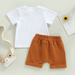 Baby Boy Toddler Letter Tee & Drawstring Shorts Summer Set