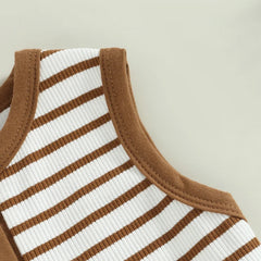 Unisex Infant Sleeveless Stripe Romper