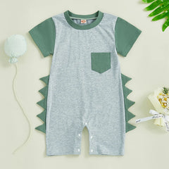 Newborn Baby Boy Contrast Color Short-Sleeve Romper