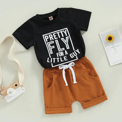 Baby Boy Toddler Letter Tee & Drawstring Shorts Summer Set