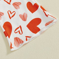 Toddler girl Valentine’s 2-piece heart embroidery outfit