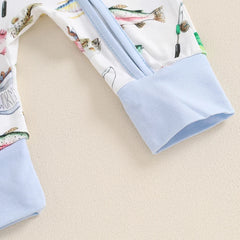 Unisex Baby Autumn Long Sleeve Crew Neck Fish Print Romper