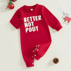 0-18M Infant Unisex Christmas Embroidered Long Sleeve Romper