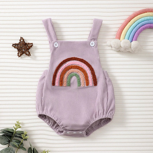 Infant Baby Girl Rainbow/Strawberry Embroidery Overalls