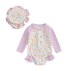 Baby Girls Floral Print Bathing Suit Set
