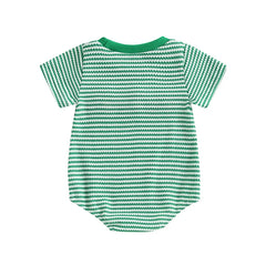 Baby Boys Waffle Truck Embroidery Stripe Short Sleeve Onesie