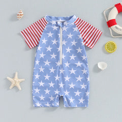 Baby Boy Independence Swimwear Star Stripe Patchwork Swimwear