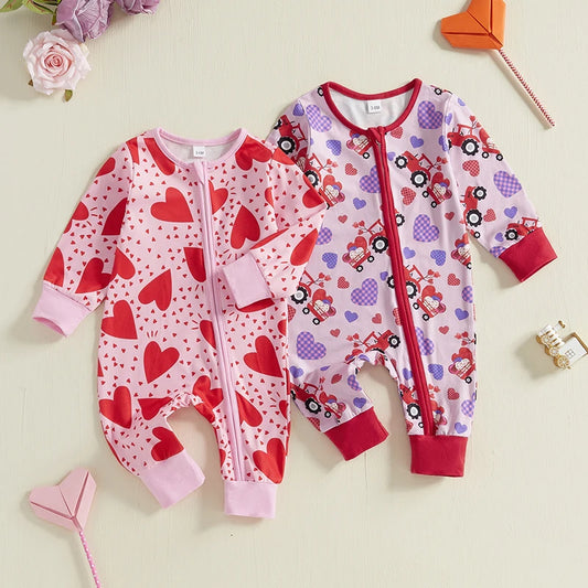 Baby Girl Heart Romper | Cozy Valentine’s Jumpsuit