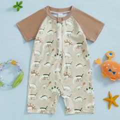 Baby Boy Dino Print Rash Guard Swimsuit