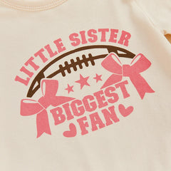 Baby Girl Bow Rugby Print Romper Set with Flare Pants & Headband