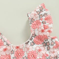 0-3Years Baby Girl Swim Set Flower/Bull Head Print