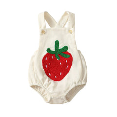 Infant Baby Girl Rainbow/Strawberry Embroidery Overalls