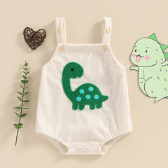 Unisex Sleeveless Dinosaur/Shark Embroidery Romper