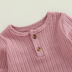 0-18M Unisex Baby Long Sleeve, O-Neck Jumpsuit, 4 Solid Colors Autumn Romper