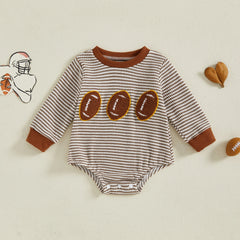 Baby Boy Long Sleeve Striped Rugby Romper