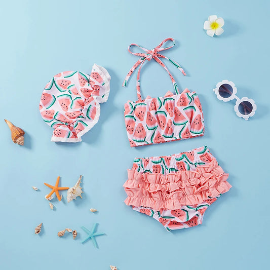 3-Piece Baby Girl Watermelon Swim Set
