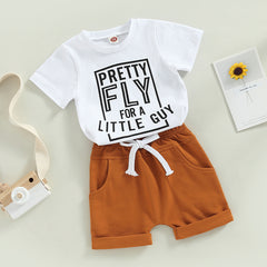 Baby Boy Toddler Letter Tee & Drawstring Shorts Summer Set