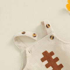 Newborn Unisex Sleeveless Football Embroidery Overalls