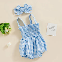 Baby Girl Summer Floral Plaid Onesie