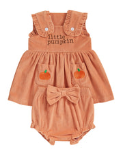 Baby Girl Sleeveless Top & Ruffle Shorts Pumpkin Halloween Set