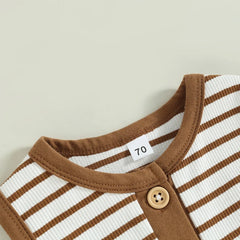 Unisex Infant Sleeveless Stripe Romper