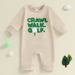 Baby Boy Golf Embroidered Long Sleeve Romper